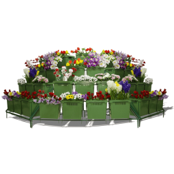 Стеллаж цветочный угловой для пластиковых цветочных баков укомплектованный, 2206x1560x1500 мм, зеленый [СТЦ-УК]
