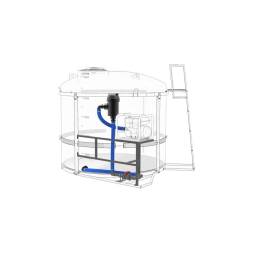 Комплекты слива ПВХ с фильтром и площадкой для мотопомп на одну емкость TRN