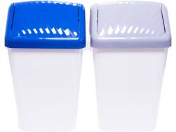 Система многофункциональная Два ведра 18л+18л, серо-синие крышки, цв. белый