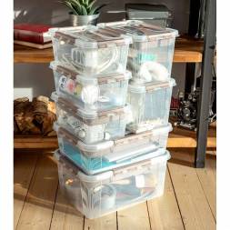 Ящик для хранения универсальный с замками и ручкой Grand box, 15,3л, светло-серый