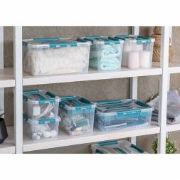 Ящик для хранения универсальный с замками и ручкой Grand box, 15,3л, светло-серый