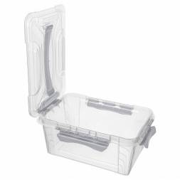 Ящик для хранения универсальный с замками и ручкой Grand box, 4,2л, светло-серый
