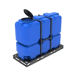 Емкость ST 2000л с патрубками 100мм под плотность до 1.5 г/см3 с откидной крышкой синяя в обрешетке