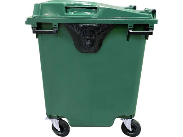 Пластиковый мусорный контейнер на колесах, 1100л, зеленый