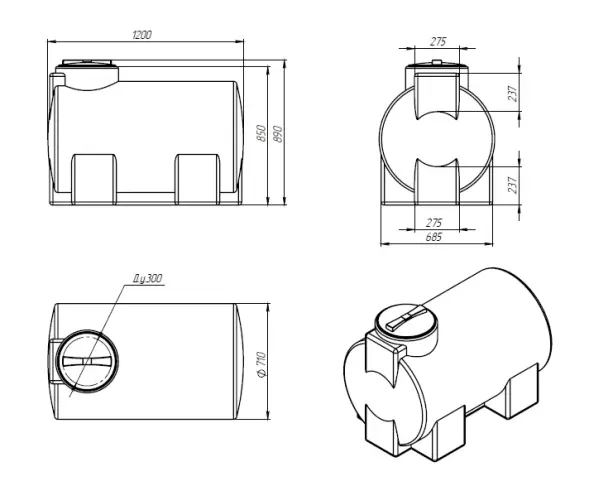 Емкость R ЭВГ H 500л черная