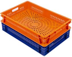 Ящик пластиковый с перфорированным дном и стенками, 600х400х100 мм, оранжевый [600400100-02]