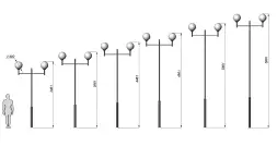 Стальной фонарный столб Т-30-2 со светильниками 4,961 м