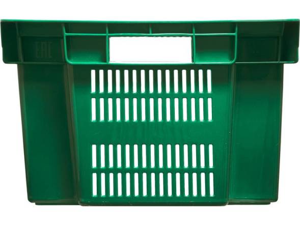 Ящик пластиковый с перфорированными стенками и дном, 600х400х250 мм, зеленый [125]