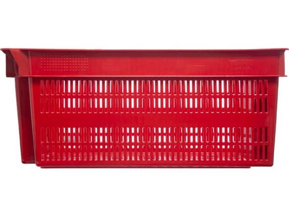 Ящик пластиковый с перфорированными стенками и дном, 600х400х250 мм, красный [125]