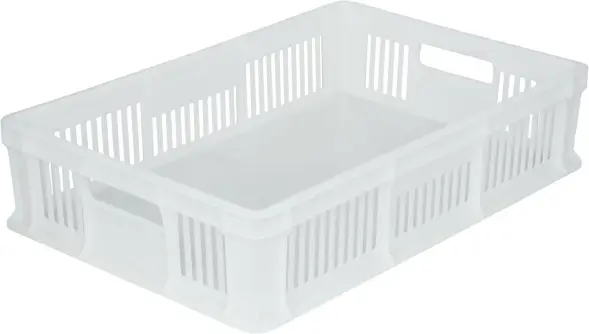 Ящик пластиковый перфорированный, 600×400×140 мм, 27 л, зелёный [705.02.01]