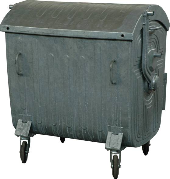 Мусорный контейнер на колёсах металлический оцинкованный, 1100 л (1.1 м³), серебристый [МКЦ-1100]