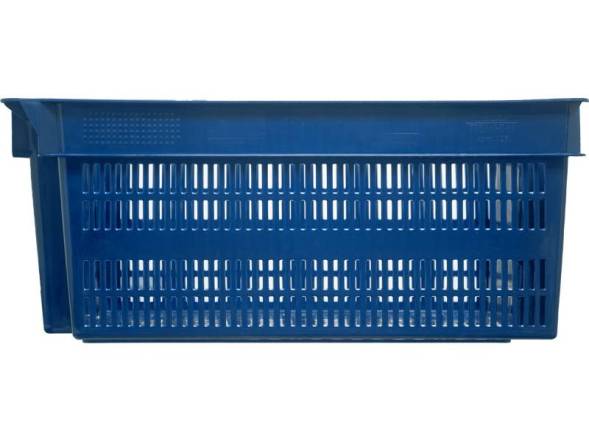 Ящик пластиковый с перфорированными стенками и дном, 600х400х250 мм, синий [125]