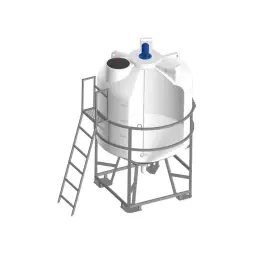 Емкость ЦКТ 5000 с патрубком 110 мм белый в обрешетке с лестницей с турбинной мешалкой