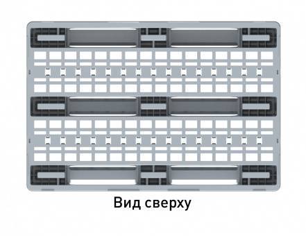 Паллет (поддон) пластиковый перфорированный вкладываемый на 3-х полозьях, 1200х800х150 мм, серый [02.122.91.T204]