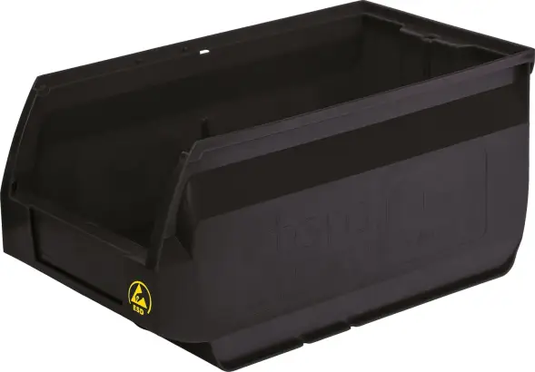 Ящик (лоток) антистатический пластиковый, 400x230x200 мм, 18.4 л, черный [5004 ESD]