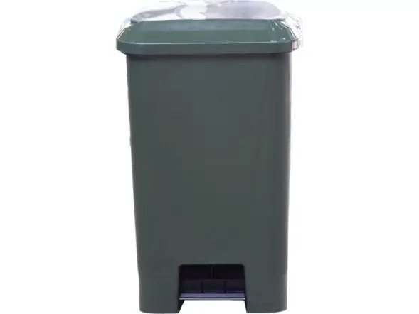 Контейнер для мусора пластиковый с педалью, крышкой и пакетодержателем, 60 л, зеленый [МКТ 60]