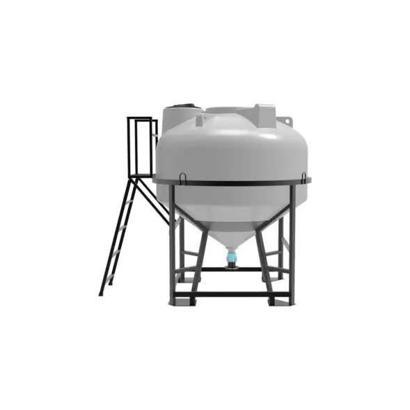 Емкость ЦКТ 3000 л с патрубком 110мм с фланцем белая в обрешетке с лестницей
