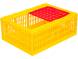 Ящик пластиковый перфорированный с крышкой для перевозки птицы (несушек и бройлеров), 780х570х270 мм, желтый [311-А]